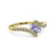 3 - Eleni Tanzanite with Side Diamonds Bypass Ring 