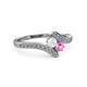 3 - Eleni White and Pink Sapphire with Side Diamonds Bypass Ring 