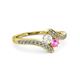 3 - Eleni White and Pink Sapphire with Side Diamonds Bypass Ring 