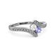3 - Eleni White Sapphire and Tanzanite with Side Diamonds Bypass Ring 