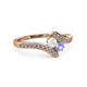 3 - Eleni White Sapphire and Tanzanite with Side Diamonds Bypass Ring 