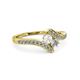 3 - Eleni White Sapphire and Diamond with Side Diamonds Bypass Ring 