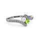 3 - Eleni White Sapphire and Peridot with Side Diamonds Bypass Ring 