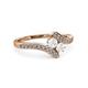 3 - Eleni White Sapphire with Side Diamonds Bypass Ring 
