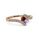 3 - Eleni Ruby and Tanzanite with Side Diamonds Bypass Ring 