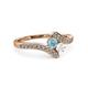 3 - Eleni Aquamarine and White Sapphire with Side Diamonds Bypass Ring 
