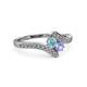 3 - Eleni Aquamarine and Tanzanite with Side Diamonds Bypass Ring 
