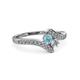 3 - Eleni Aquamarine and Diamond with Side Diamonds Bypass Ring 