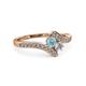 3 - Eleni Aquamarine and Diamond with Side Diamonds Bypass Ring 