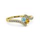 3 - Eleni Aquamarine and Citrine with Side Diamonds Bypass Ring 
