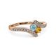 3 - Eleni Aquamarine and Citrine with Side Diamonds Bypass Ring 