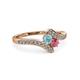 3 - Eleni Aquamarine and Rhodolite Garnet with Side Diamonds Bypass Ring 