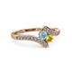 3 - Eleni Aquamarine and Yellow Sapphire with Side Diamonds Bypass Ring 