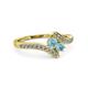 3 - Eleni Aquamarine with Side Diamonds Bypass Ring 