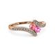 3 - Eleni Pink Tourmaline and Pink Sapphire with Side Diamonds Bypass Ring 
