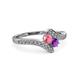 3 - Eleni Pink Tourmaline and Amethyst with Side Diamonds Bypass Ring 