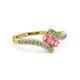 3 - Eleni Pink Tourmaline with Side Diamonds Bypass Ring 
