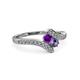 3 - Eleni Amethyst and Iolite with Side Diamonds Bypass Ring 