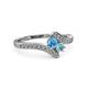 3 - Eleni Blue Topaz and Aquamarine with Side Diamonds Bypass Ring 