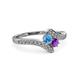 3 - Eleni Blue Topaz and Amethyst with Side Diamonds Bypass Ring 