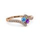 3 - Eleni Blue Topaz and Amethyst with Side Diamonds Bypass Ring 