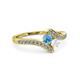 3 - Eleni Blue Topaz and White Sapphire with Side Diamonds Bypass Ring 
