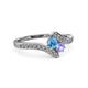 3 - Eleni Blue Topaz and Tanzanite with Side Diamonds Bypass Ring 