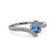 3 - Eleni Blue Topaz and Iolite with Side Diamonds Bypass Ring 