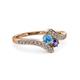 3 - Eleni Blue Topaz and Iolite with Side Diamonds Bypass Ring 