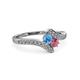 3 - Eleni Blue Topaz and Rhodolite Garnet with Side Diamonds Bypass Ring 