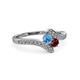 3 - Eleni Blue Topaz and Ruby with Side Diamonds Bypass Ring 