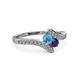 3 - Eleni Blue Topaz and Blue Sapphire with Side Diamonds Bypass Ring 