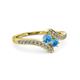 3 - Eleni Blue Topaz with Side Diamonds Bypass Ring 