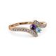 3 - Eleni Iolite and Aquamarine with Side Diamonds Bypass Ring 