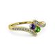 3 - Eleni Iolite and Green Garnet with Side Diamonds Bypass Ring 