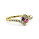 3 - Eleni Iolite and Rhodolite Garnet with Side Diamonds Bypass Ring 