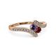 3 - Eleni Iolite and Ruby with Side Diamonds Bypass Ring 