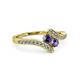 3 - Eleni Iolite with Side Diamonds Bypass Ring 