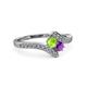 3 - Eleni Peridot and Amethyst with Side Diamonds Bypass Ring 
