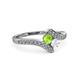 3 - Eleni Peridot and White Sapphire with Side Diamonds Bypass Ring 
