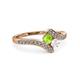 3 - Eleni Peridot and White Sapphire with Side Diamonds Bypass Ring 