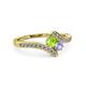 3 - Eleni Peridot and Tanzanite with Side Diamonds Bypass Ring 