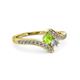 3 - Eleni Peridot and Diamond with Side Diamonds Bypass Ring 