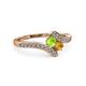 3 - Eleni Peridot and Citrine with Side Diamonds Bypass Ring 