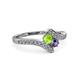 3 - Eleni Peridot and Iolite with Side Diamonds Bypass Ring 