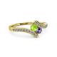 3 - Eleni Peridot and Iolite with Side Diamonds Bypass Ring 