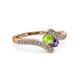 3 - Eleni Peridot and Iolite with Side Diamonds Bypass Ring 