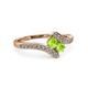 3 - Eleni Peridot with Side Diamonds Bypass Ring 