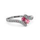 3 - Eleni Rhodolite Garnet and Pink Tourmaline with Side Diamonds Bypass Ring 