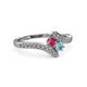 3 - Eleni Rhodolite Garnet and Aquamarine with Side Diamonds Bypass Ring 